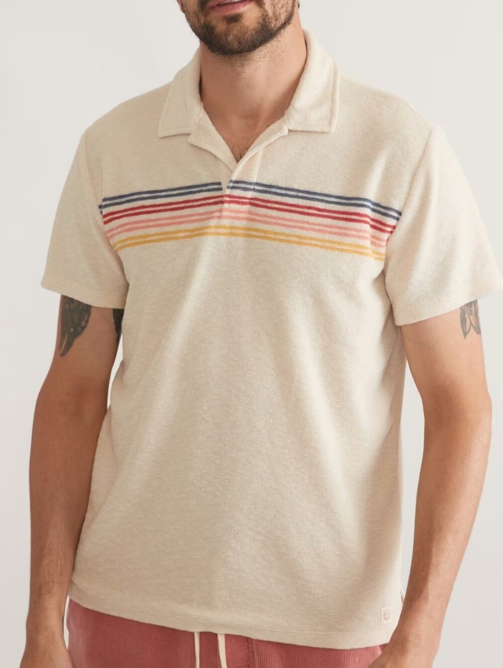 Marine Layer Men's Terry Out Stripe Short-Sleeve Polo Shirt Medium/Large